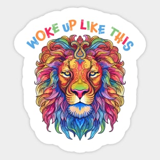 Stylish Colorful Lion Mane, Woke Up Like this! Perfect Hair. Sticker